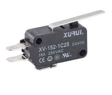 CM-1705  Micro interruttore switch serie CM, in plastica, leva in acciaio  Inox, 1NO+