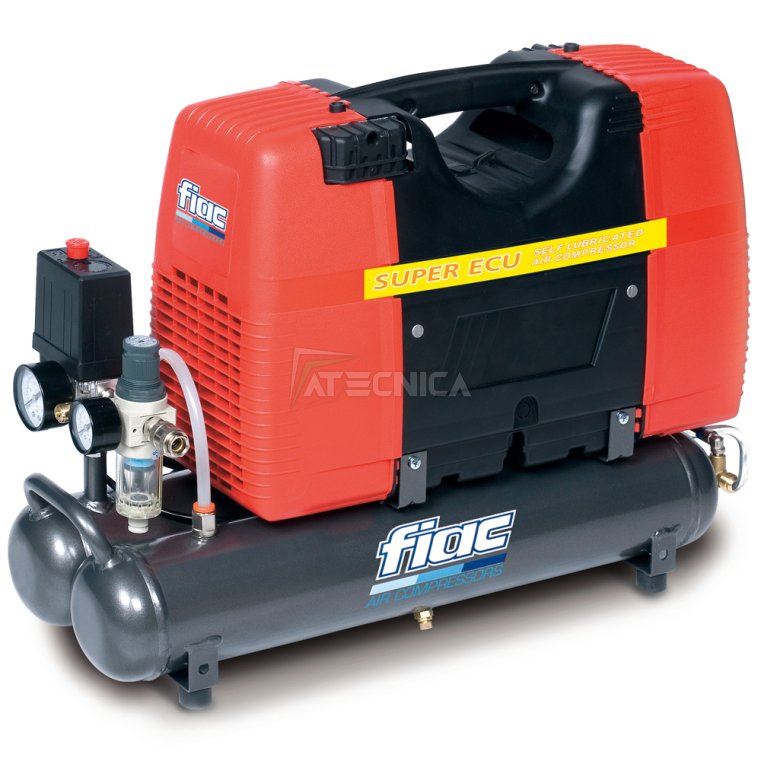 Compressore aria silenziato professionale 9lt Fiac SUPER ECU 230V 2HP 1,5Kw  oil free