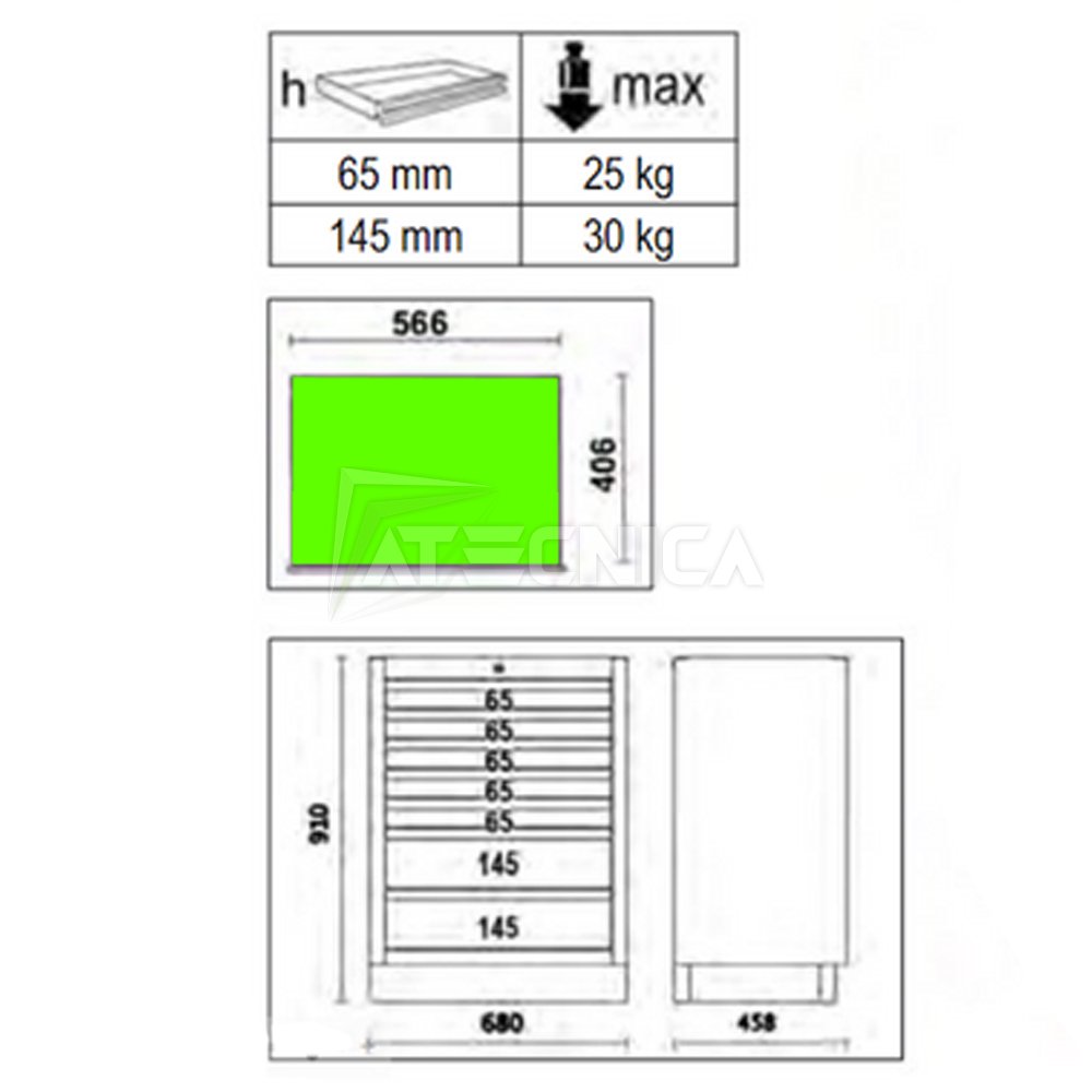 Cassettiera mobile con 7 cassetti per arredo officina Beta C45PRO C7