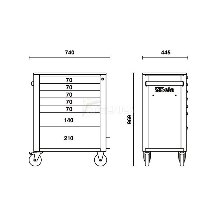 Beta cassettiera carrello porta attrezzi con 5 cassetti RSC24/5