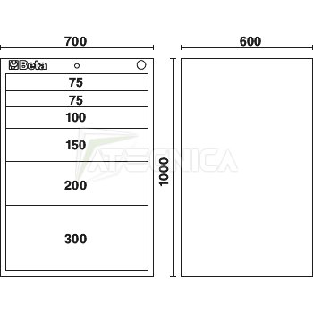 Beta C35/8G - Cassettiera porta attrezzi fissa industriale con 8 cassetti